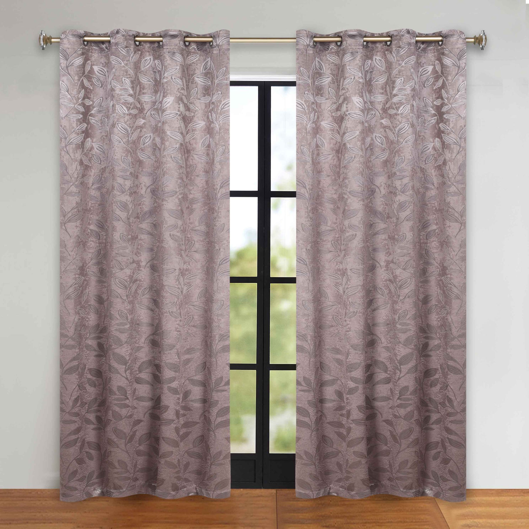 Leaves Room Darkening Grommet Blackout Curtain Panels, Set of 2 - Cappuccino