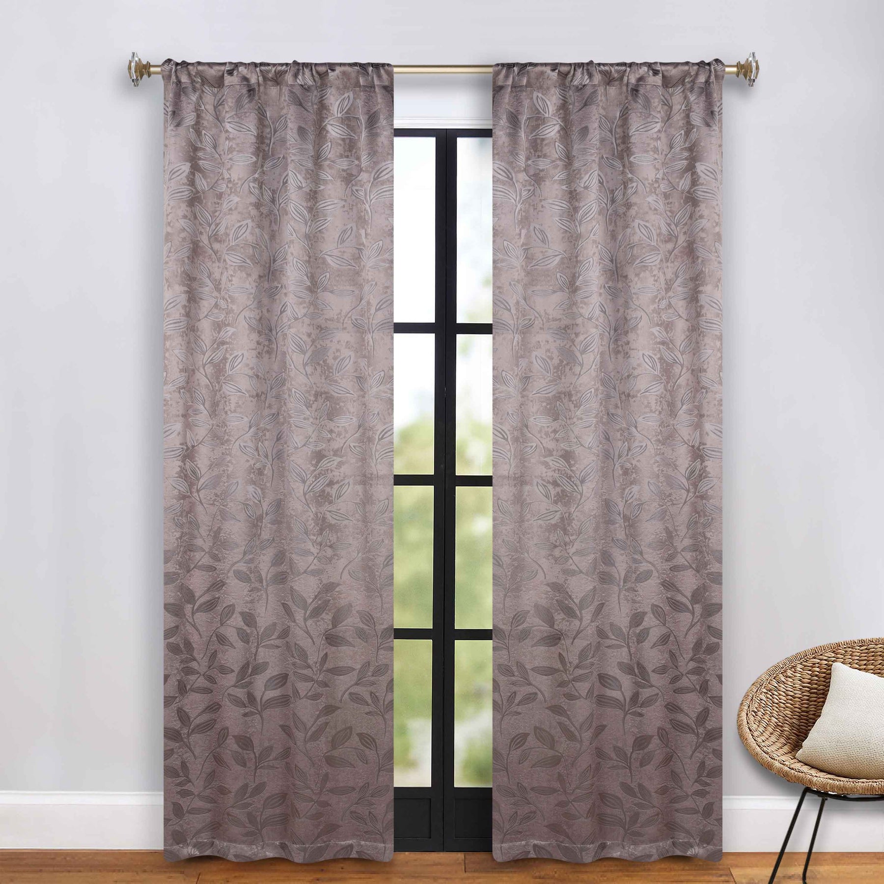 Leaves Washable Room Darkening Blackout Curtain Panels, Set of 2