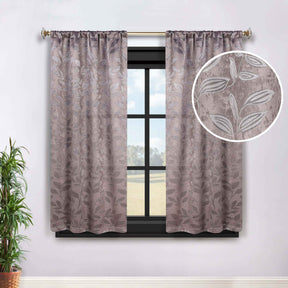 Leaves Washable Room Darkening Blackout Curtain Panels, Set of 2