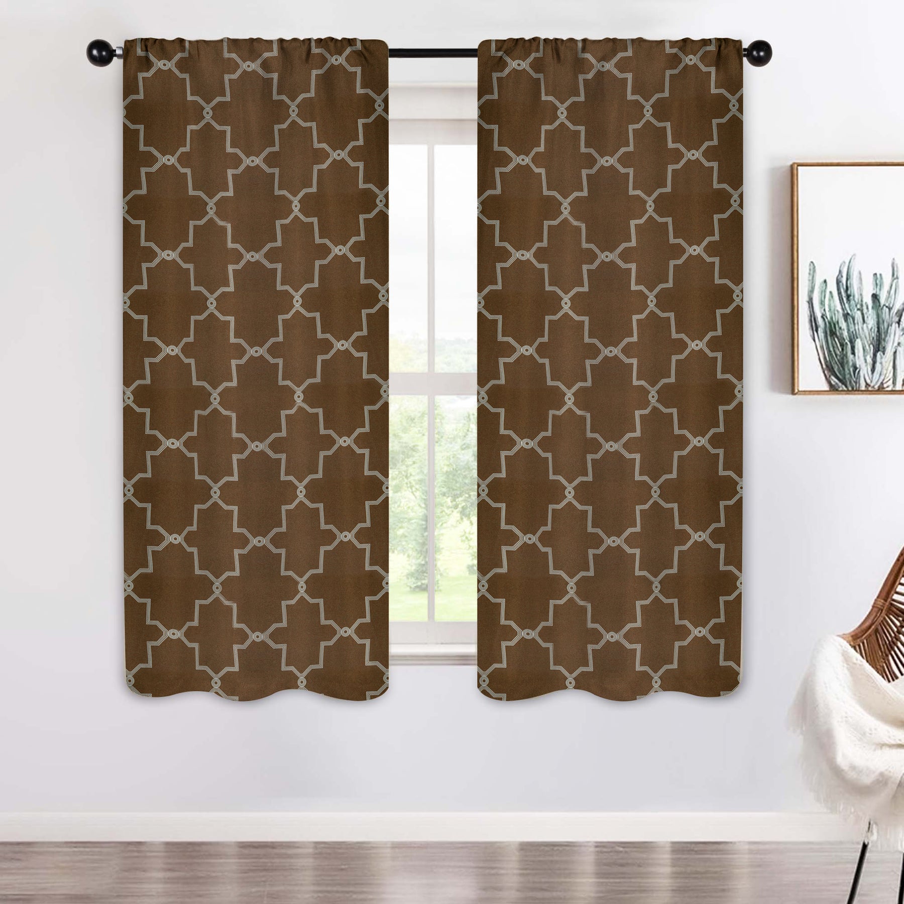 Imperial Trellis Washable Room Darkening Blackout Curtains, Set of 2