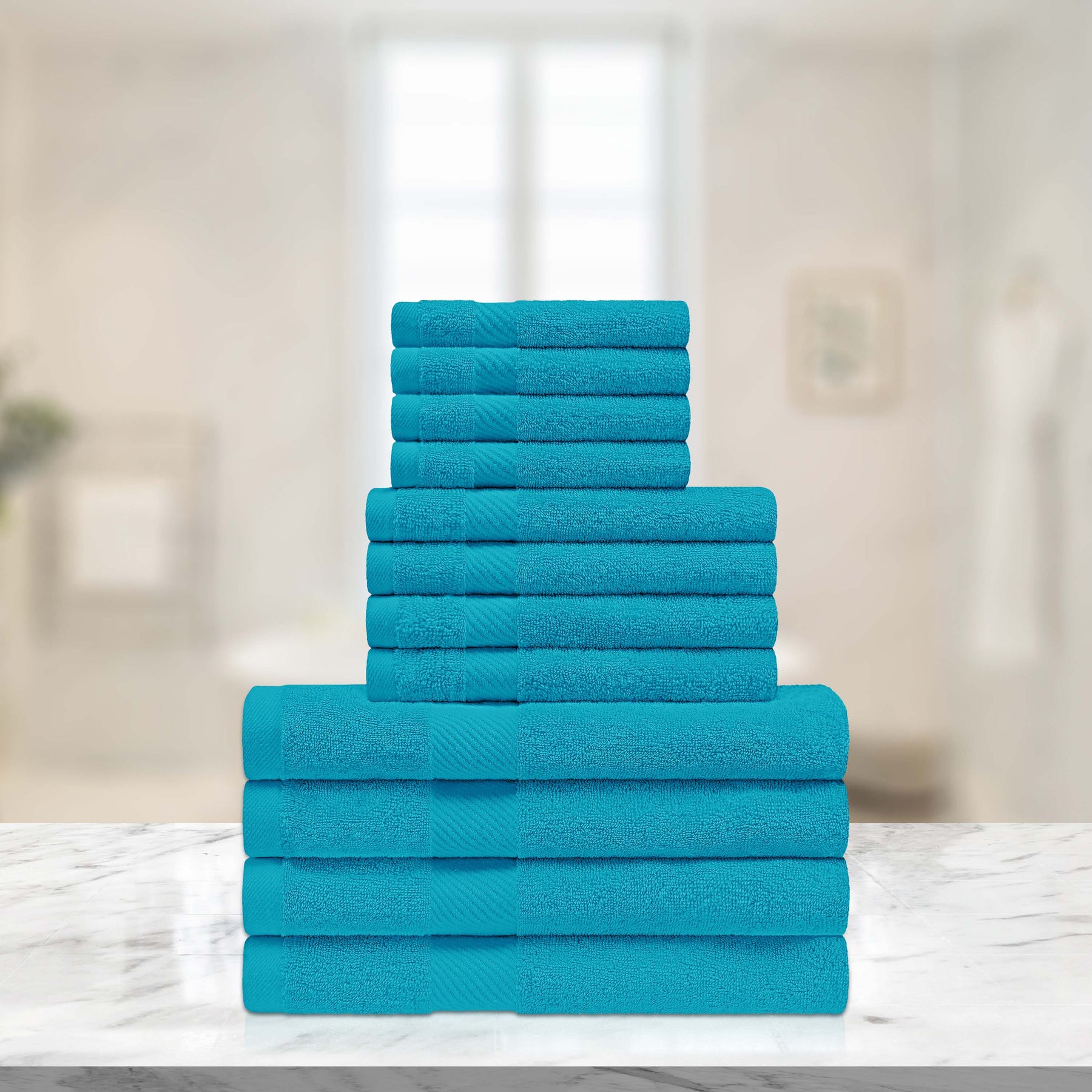 Eco-Friendly Egyptian Cotton Cotton Absorbent 12 Piece Assorted Towel Set - CapriBreeze