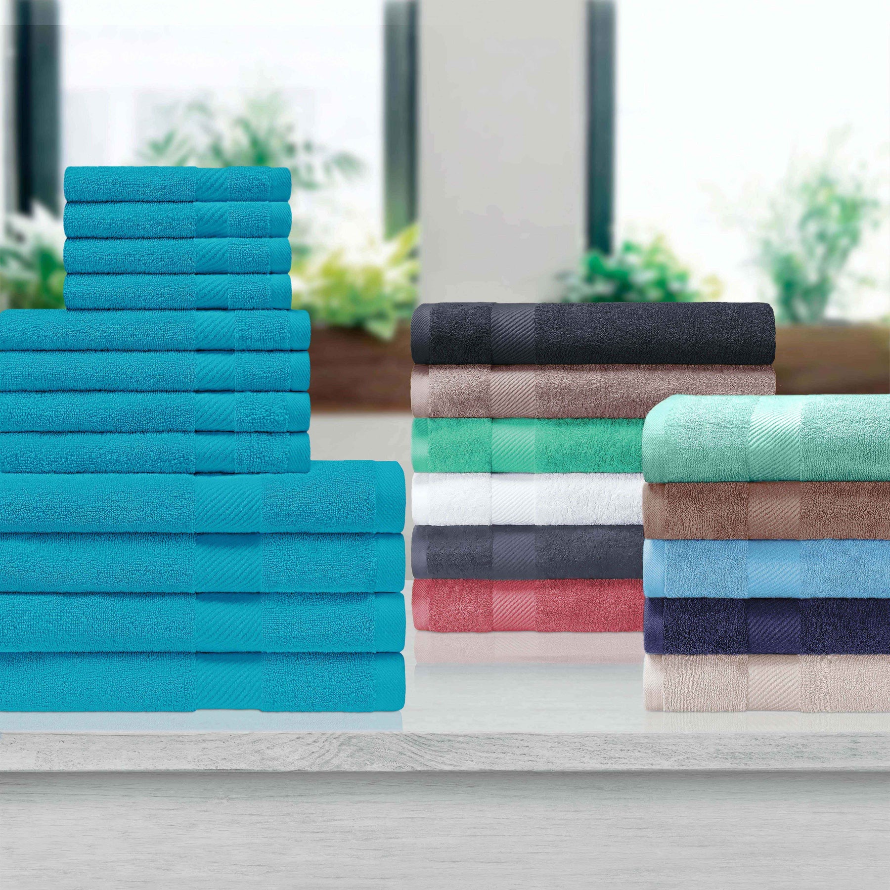 Eco-Friendly Egyptian Cotton Cotton Absorbent 12 Piece Assorted Towel Set