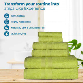 Ultra Soft Cotton Absorbent Solid Assorted 6 Piece Towel Set