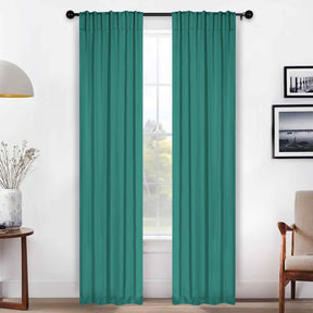 Solid Room Darkening Blackout Curtain Panels, Back Tabs, Set of 2 - CeruleanBlue