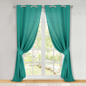 Classic Modern Solid Room Darkening Blackout Curtain Panels, Set of 2 - CeruleanBlue