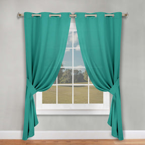 Classic Modern Solid Room Darkening Blackout Curtain Panels, Set of 2 - CeruleanBlue