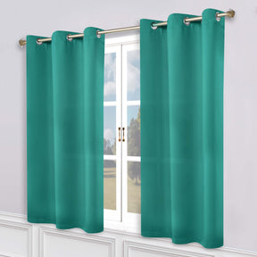 Classic Modern Solid Room Darkening Blackout Curtain Panels, Set of 2 - CeruleanBlue