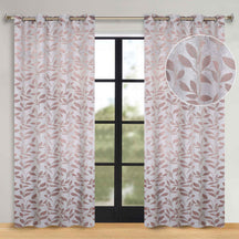 Leaves Room Darkening Washable Blackout Curtain Panels, Set of 2 - Champagne