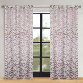 Leaves Room Darkening Washable Blackout Curtain Panels, Set of 2 - Champagne