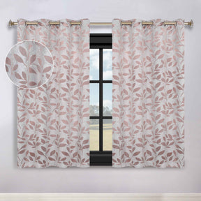 Leaves Room Darkening Washable Blackout Curtain Panels, Set of 2 - Champagne