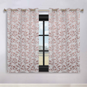 Leaves Room Darkening Washable Blackout Curtain Panels, Set of 2 - Champagne