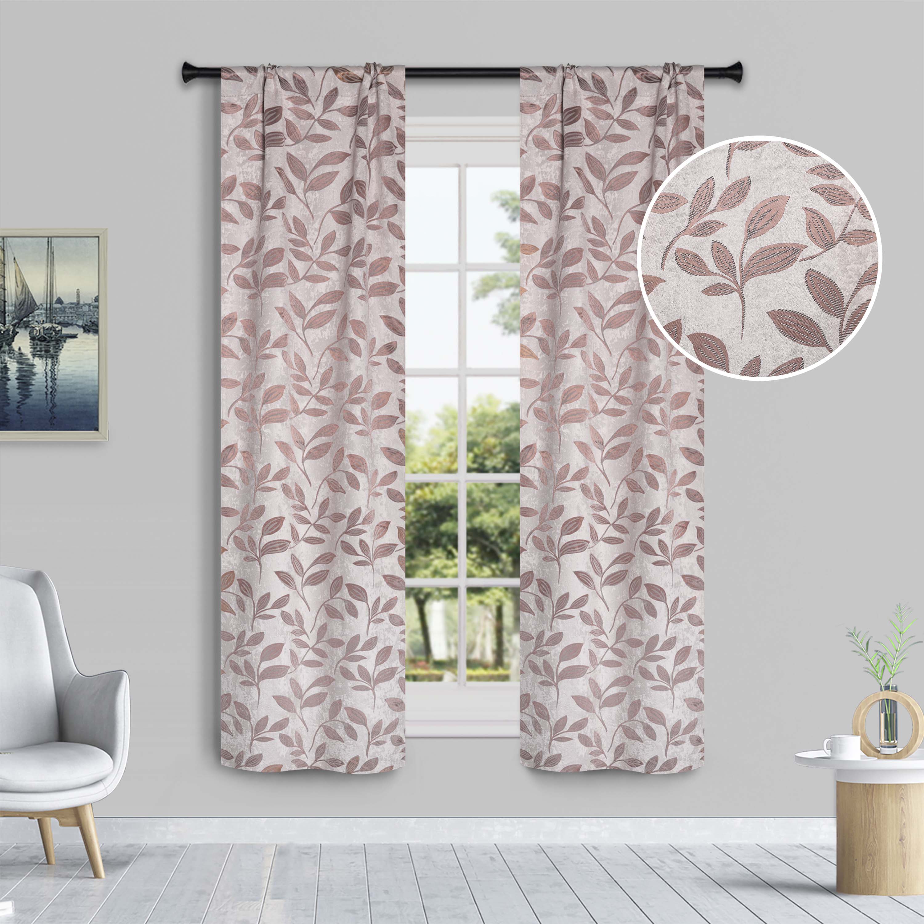 Leaves Room Darkening Washable Blackout Curtain Panels, Set of 2 - Blackout Curtains by Superior