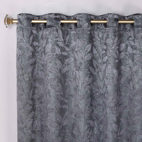 Leaves Room Darkening Grommet Blackout Curtain Panels, Set of 2 - Charcoal