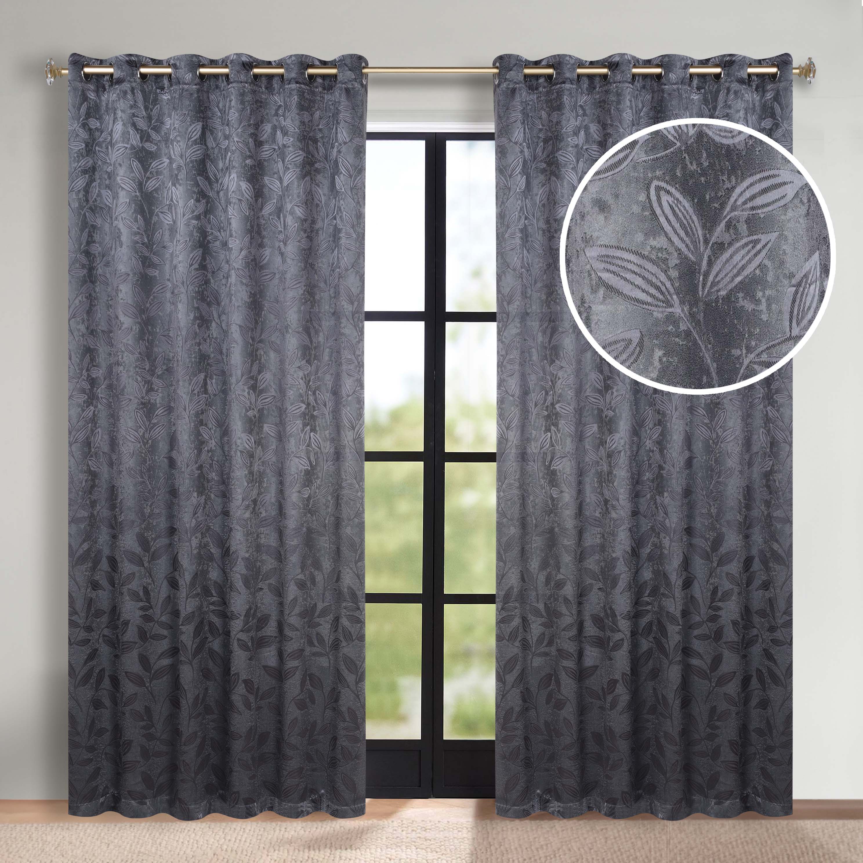 Leaves Room Darkening Grommet Blackout Curtain Panels, Set of 2 - Blackout Curtains by Superior