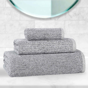 Destin Cotton Blend Medium Weight Textured Ribbed 3 Piece Towel Set