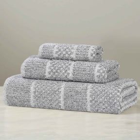 Naples Cotton Blend Textured Checkered and Ribbed 3 Piece Towel Set