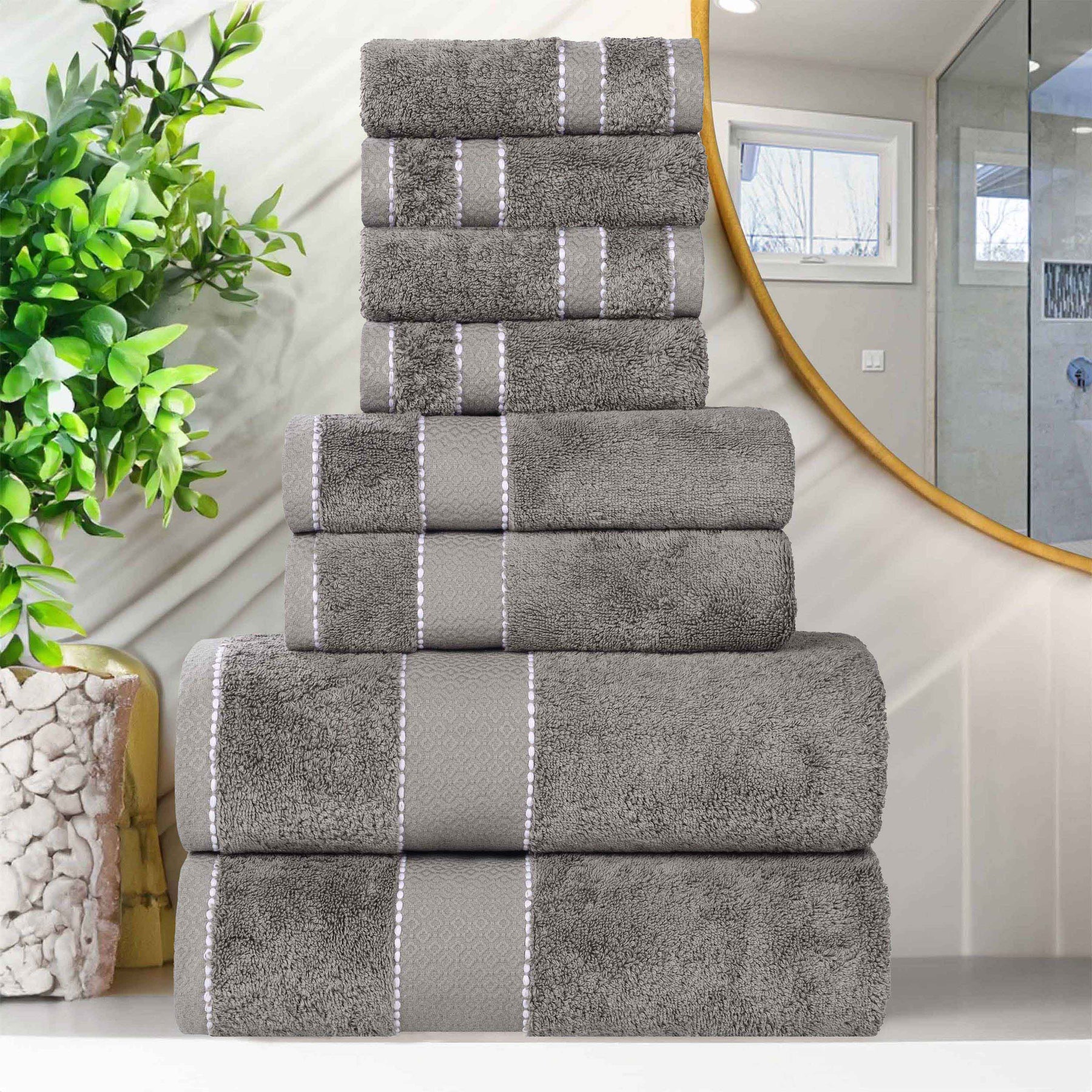 Niles Egyptian Giza Cotton Plush Heavyweight Soft 8 Piece Towel Set