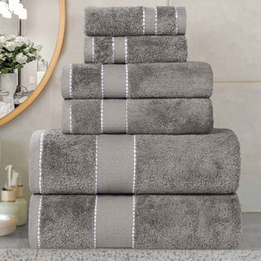 Niles Egyptian Giza Cotton Plush Heavyweight Soft 6 Piece Towel Set - Charcoal