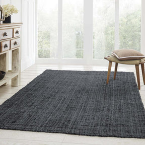 Kula Braided Jute Reversible Indoor Area Rugs Or Runner Rug - Charcoal