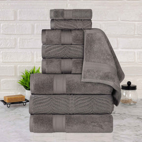 Chevron Zero Twist Solid and Jacquard Cotton 9 Piece Towel Set