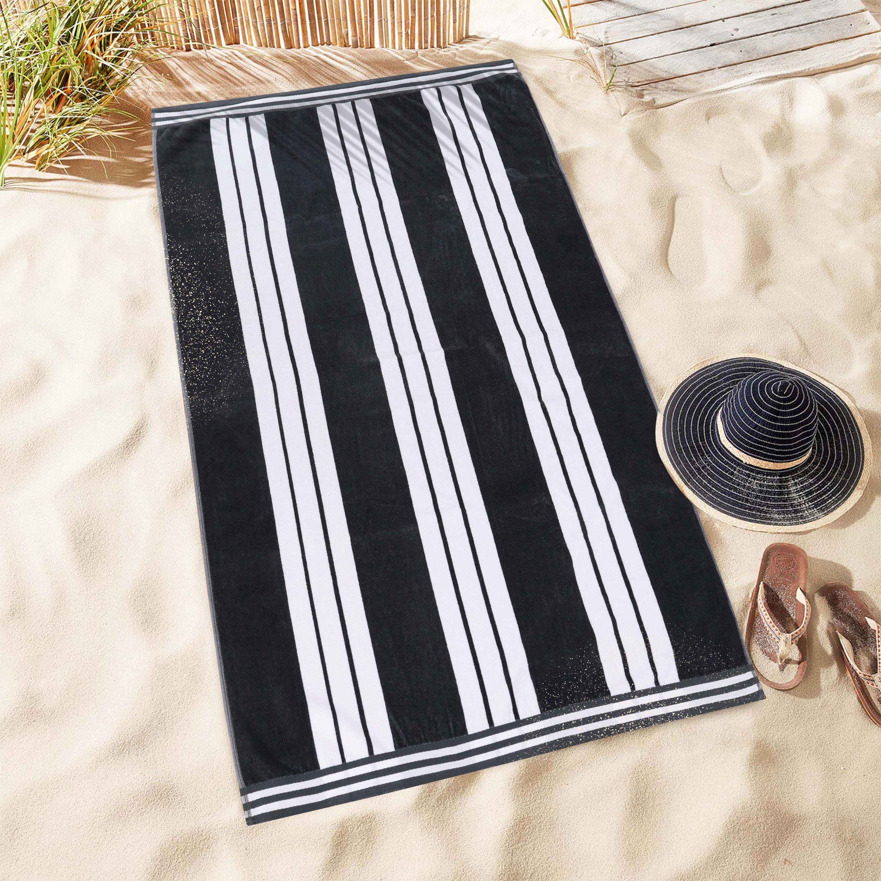 Striped Extra Large Oversized Absorbent Quick Dry Cotton Beach Towel