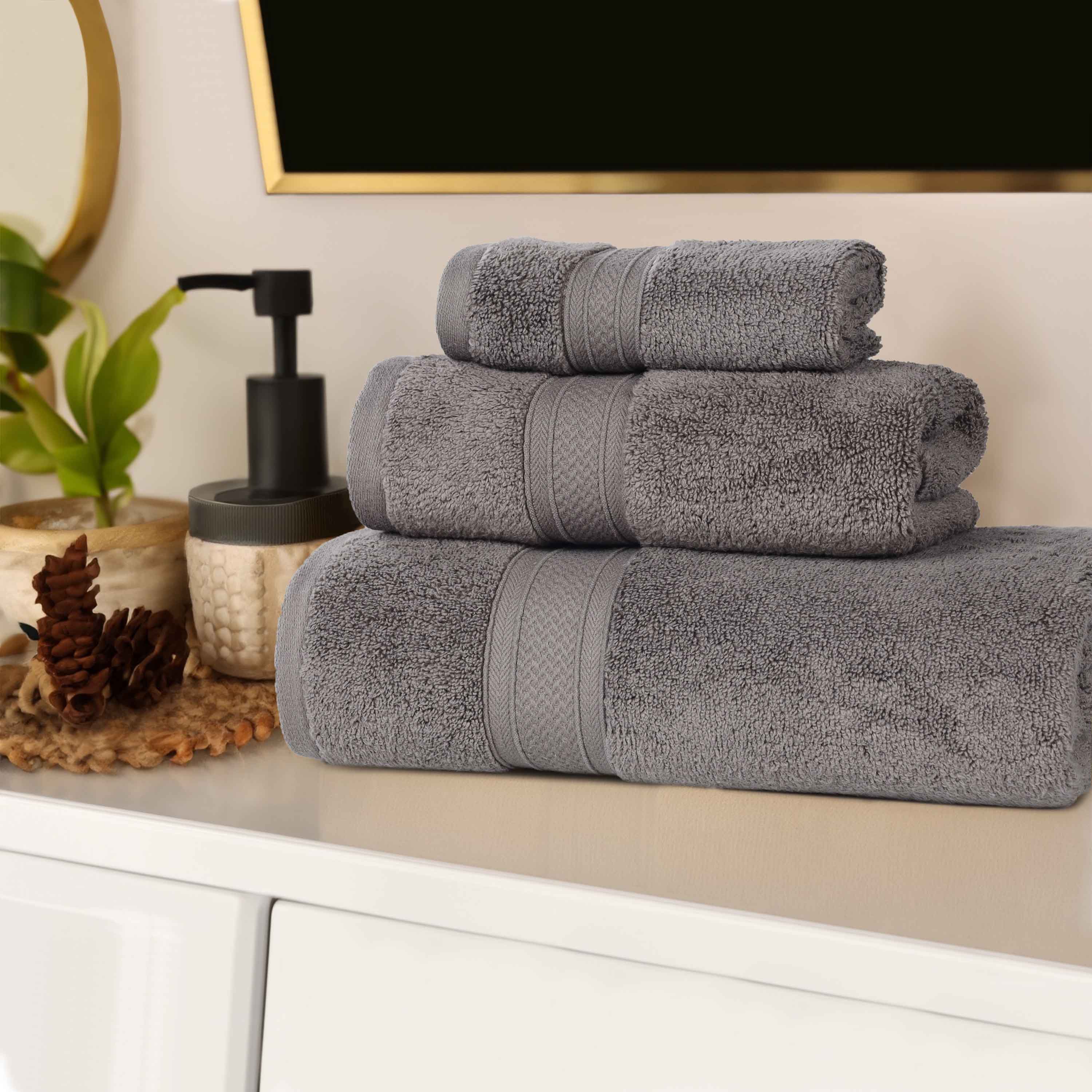 Chevron Zero Twist Solid Soft Absorbent Cotton 3 Piece Towel Set - Towel Set by Superior