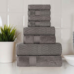 Chevron Zero Twist Solid and Jacquard Cotton 8 Piece Towel Set - Towel Set by Superior