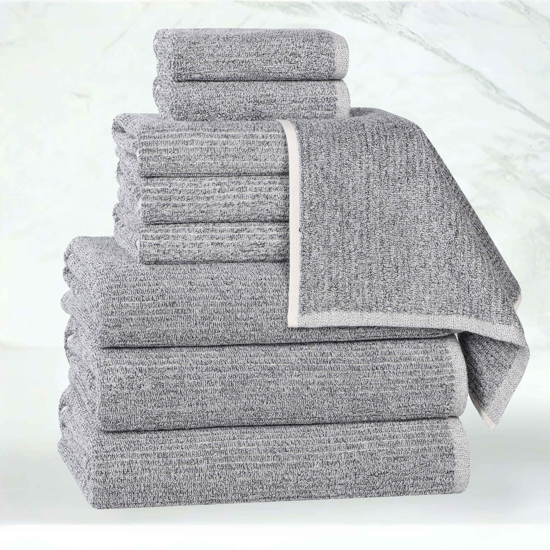 Destin Cotton Blend Medium Weight Textured Ribbed 9 Piece Towel Set