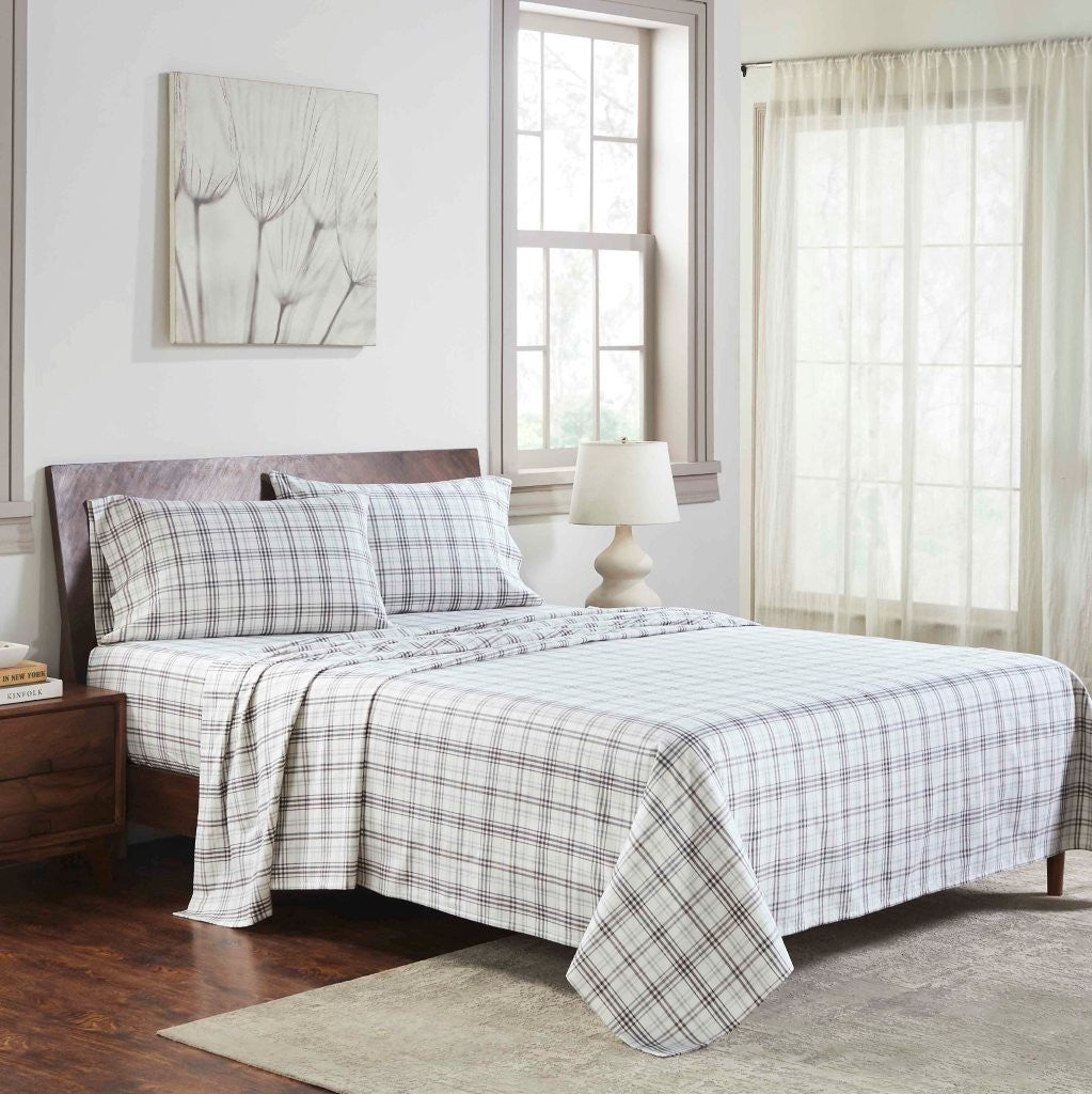 Plaid Flannel Cotton Classic Modern Farmhouse Deep Pocket Sheet Set