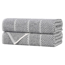 Naples Cotton Blend Textured Checkered & Ribbed Bath Towels, Set of 2