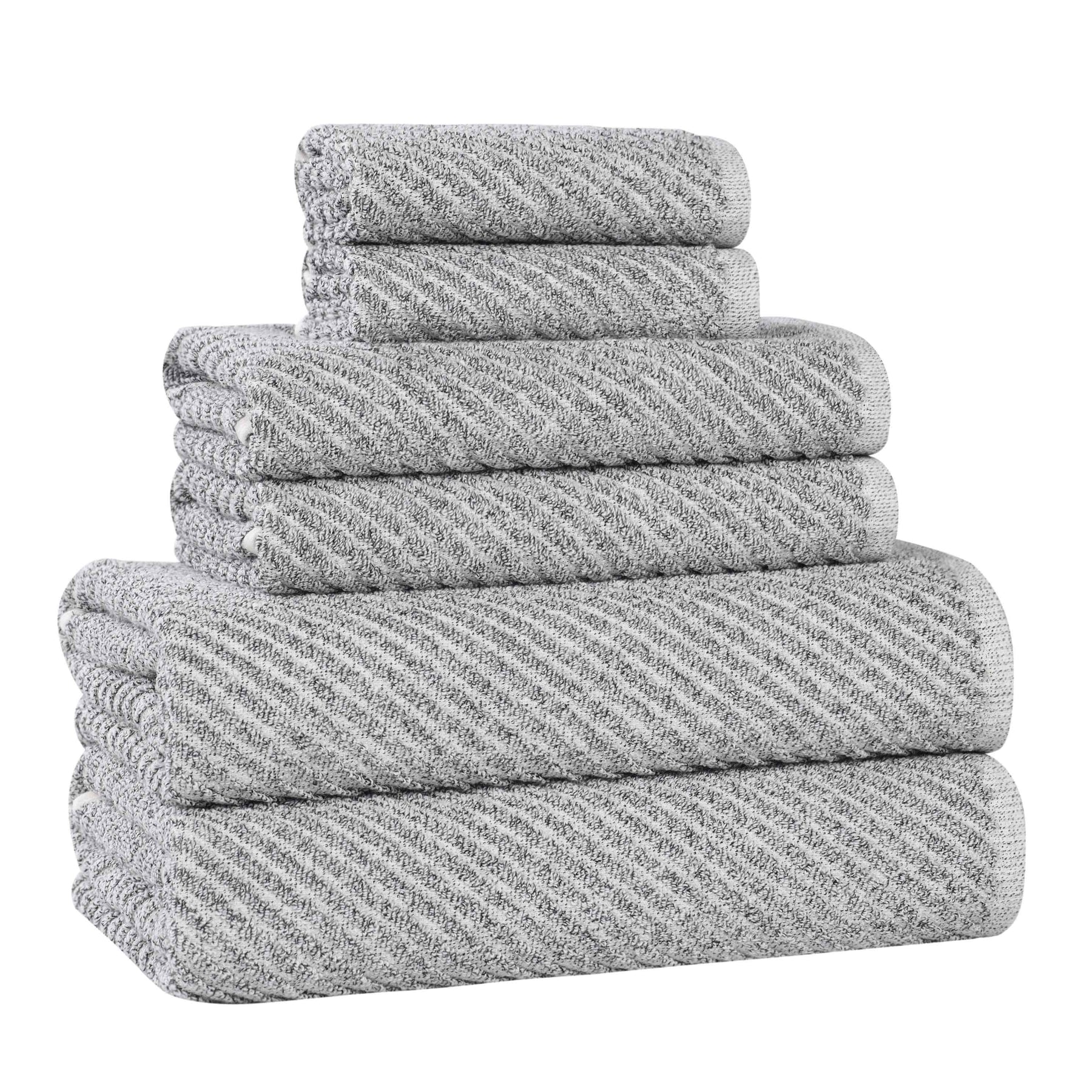 Amelia Cotton Blend Textured Diagonal Ribbed 6 Piece Towel Set