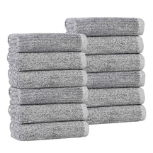 Destin Cotton Blend Textured Ribbed Face Towels Washcloths, Set of 12