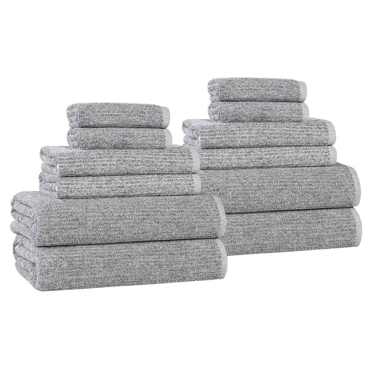 Destin Cotton Blend Medium Weight Textured Ribbed 12 Piece Towel Set