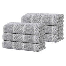 Naples Cotton Blend Textured Checkered & Ribbed Hand Towels, Set of 6