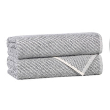 Amelia Cotton Blend Textured Diagonal Ribbed Bath Towels, Set of 2