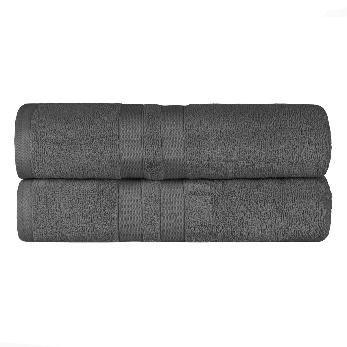 Ultra-Soft Cotton Solid Medium Weight Absorbent Bath Towel Set of 2 - Charcoal