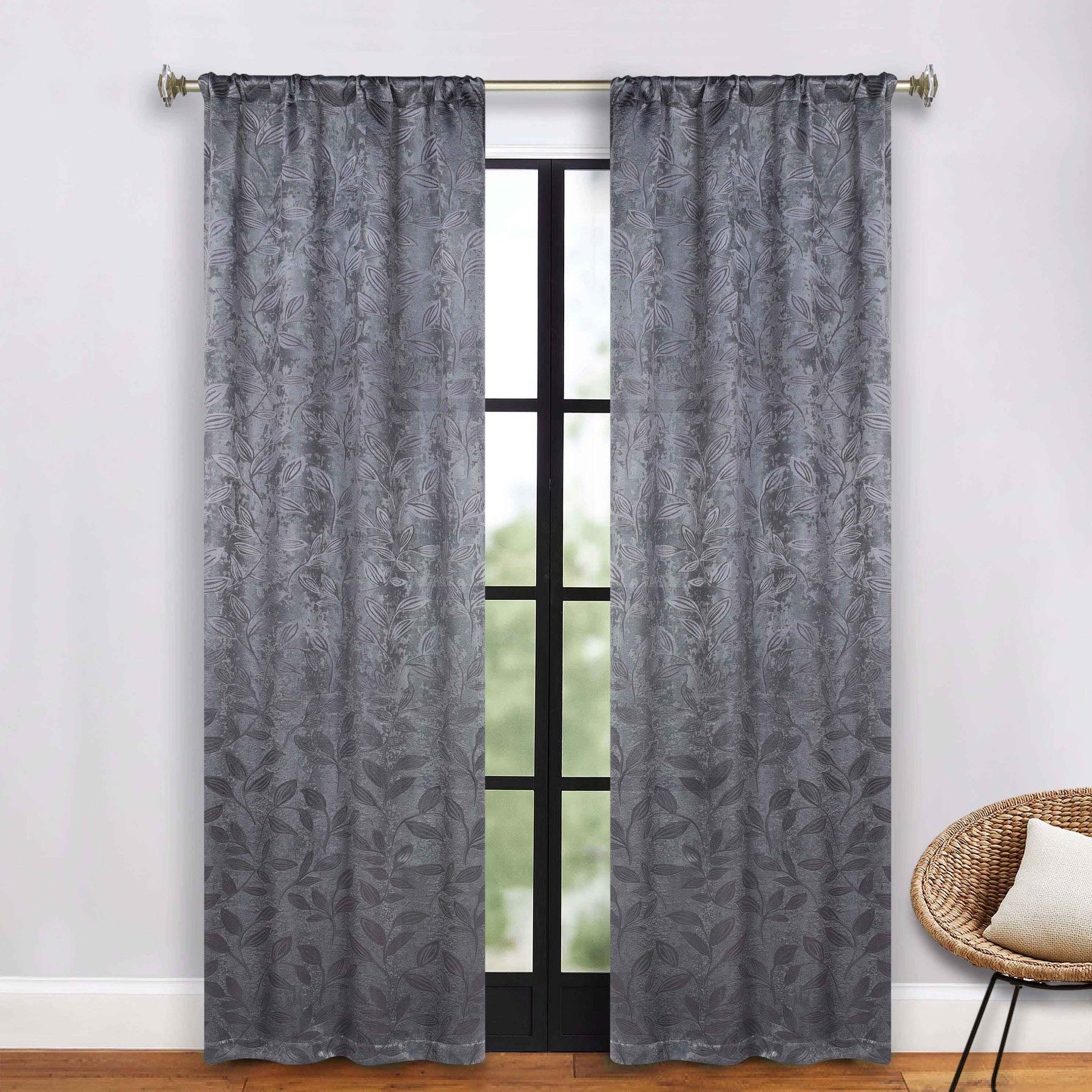 Leaves Washable Room Darkening Blackout Curtain Panels, Set of 2