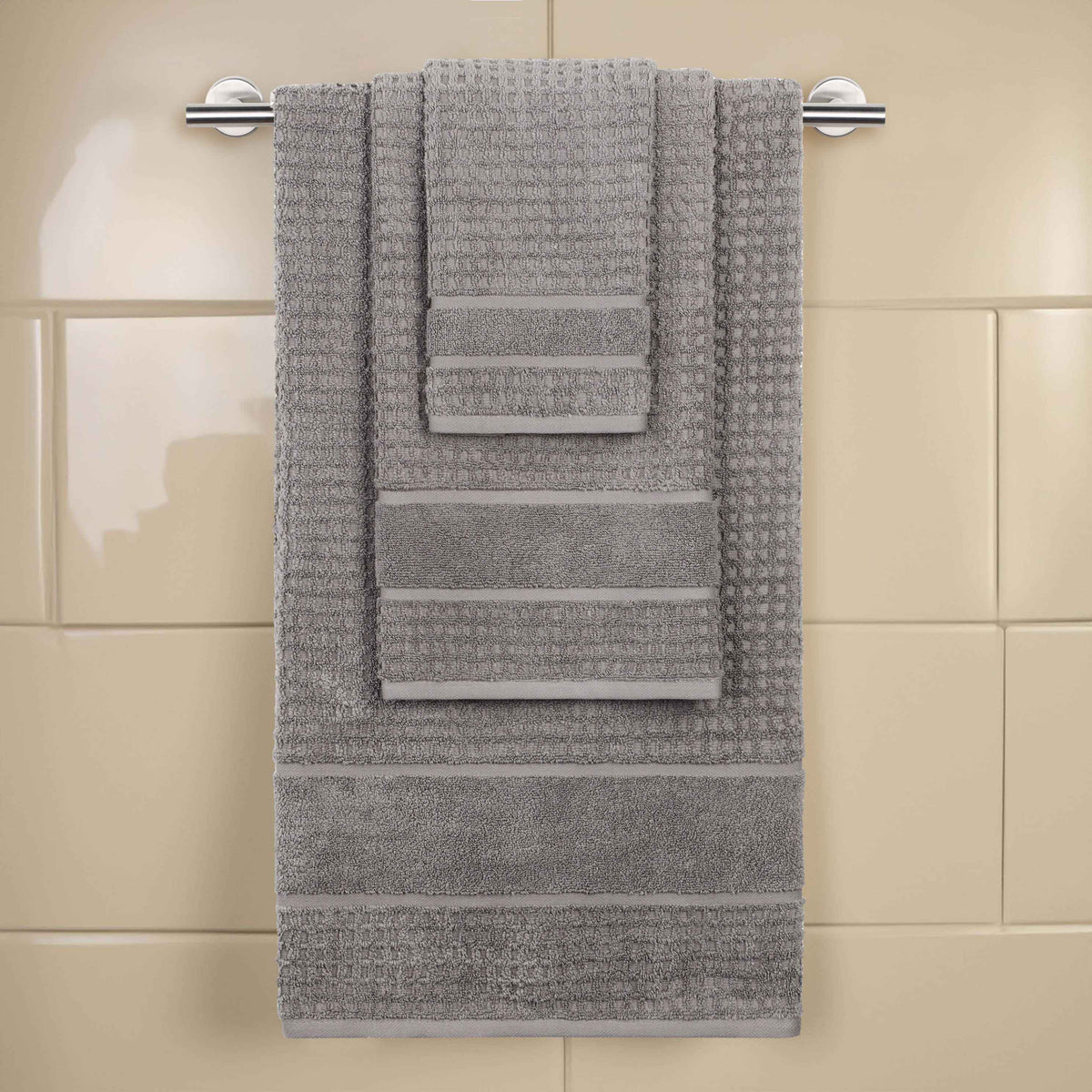 Napa Zero Twist Cotton Solid Waffle Honeycomb 3 Piece Towel Set