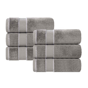 Niles Egyptian Giza Cotton Plush Thick Absorbent Hand Towel Set of 6 - Charcoal