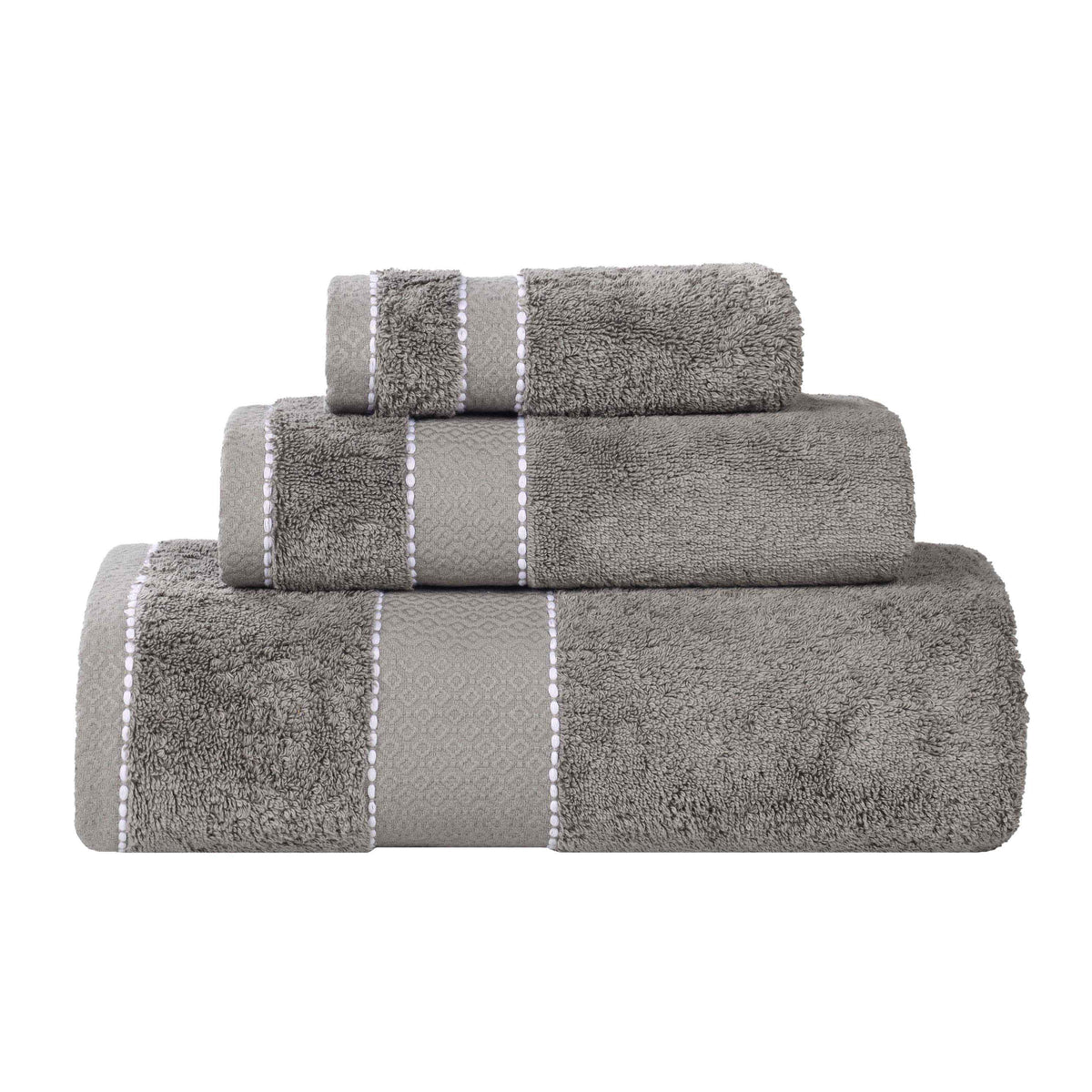 Niles Egyptian Giza Cotton Plush Heavyweight Soft 3 Piece Towel Set - Charcoal