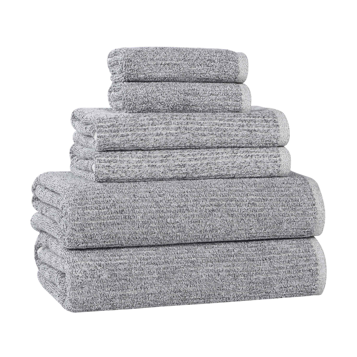 Destin Cotton Blend Medium Weight Textured Ribbed 6 Piece Towel Set