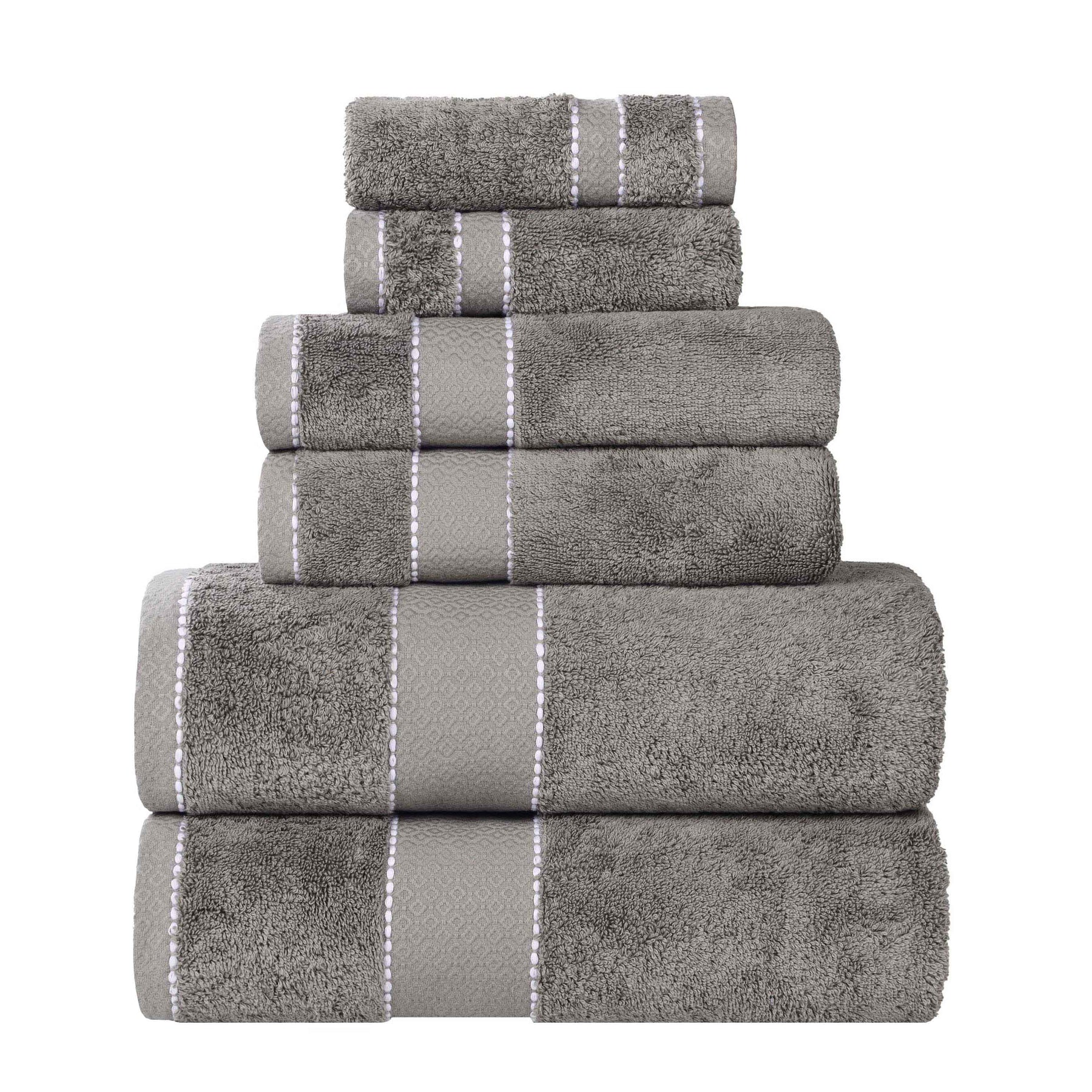 Niles Egyptian Giza Cotton Plush Heavyweight Soft 6 Piece Towel Set - Charcoal