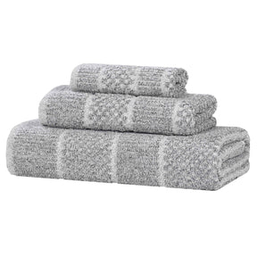 Naples Cotton Blend Textured Checkered and Ribbed 3 Piece Towel Set