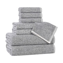 Destin Cotton Blend Medium Weight Textured Ribbed 8 Piece Towel Set