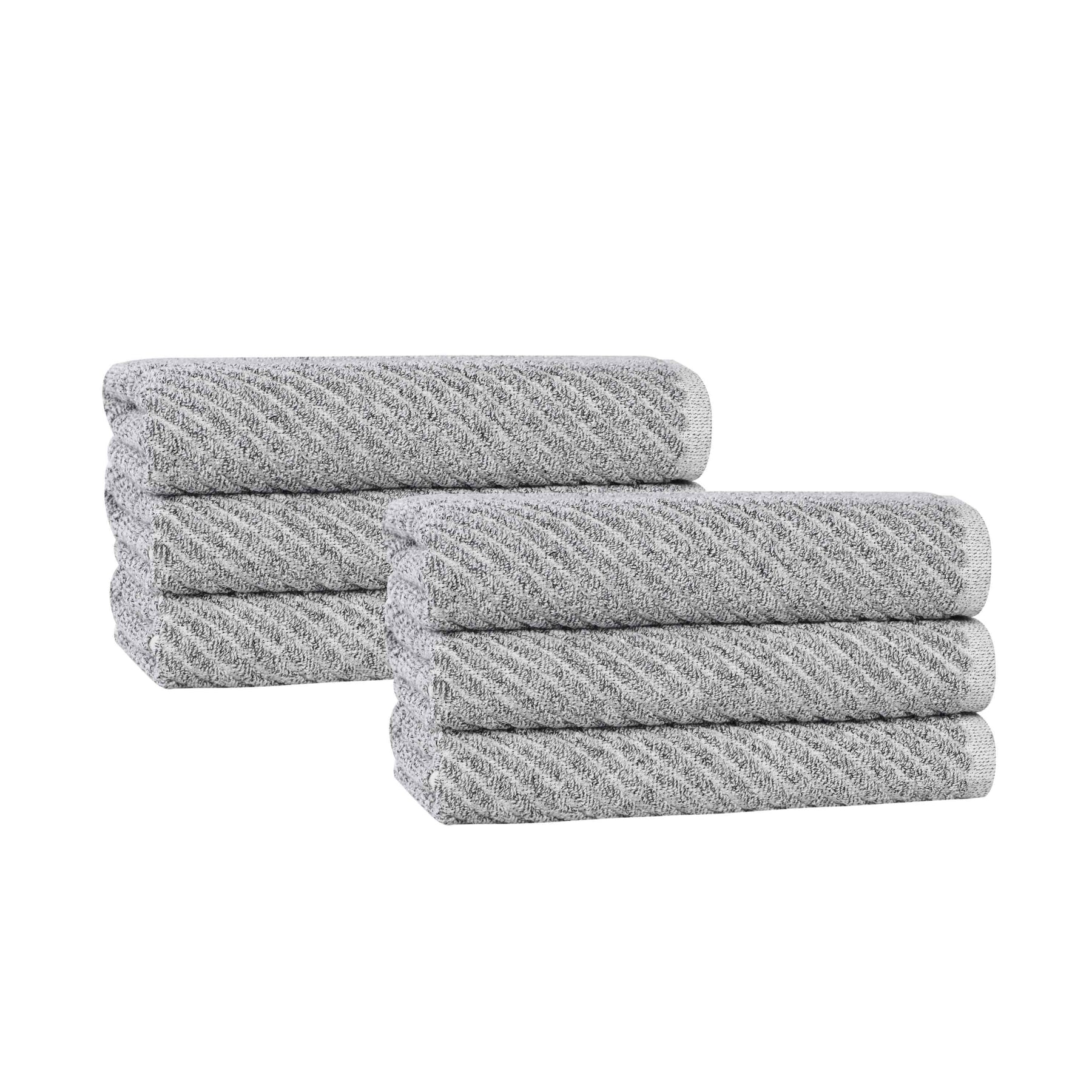 Amelia Cotton Blend Textured Diagonal Ribbed Hand Towels, Set of 6