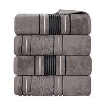 Sadie Zero Twist Cotton Solid and Jacquard Floral Bath Towel Set of 4