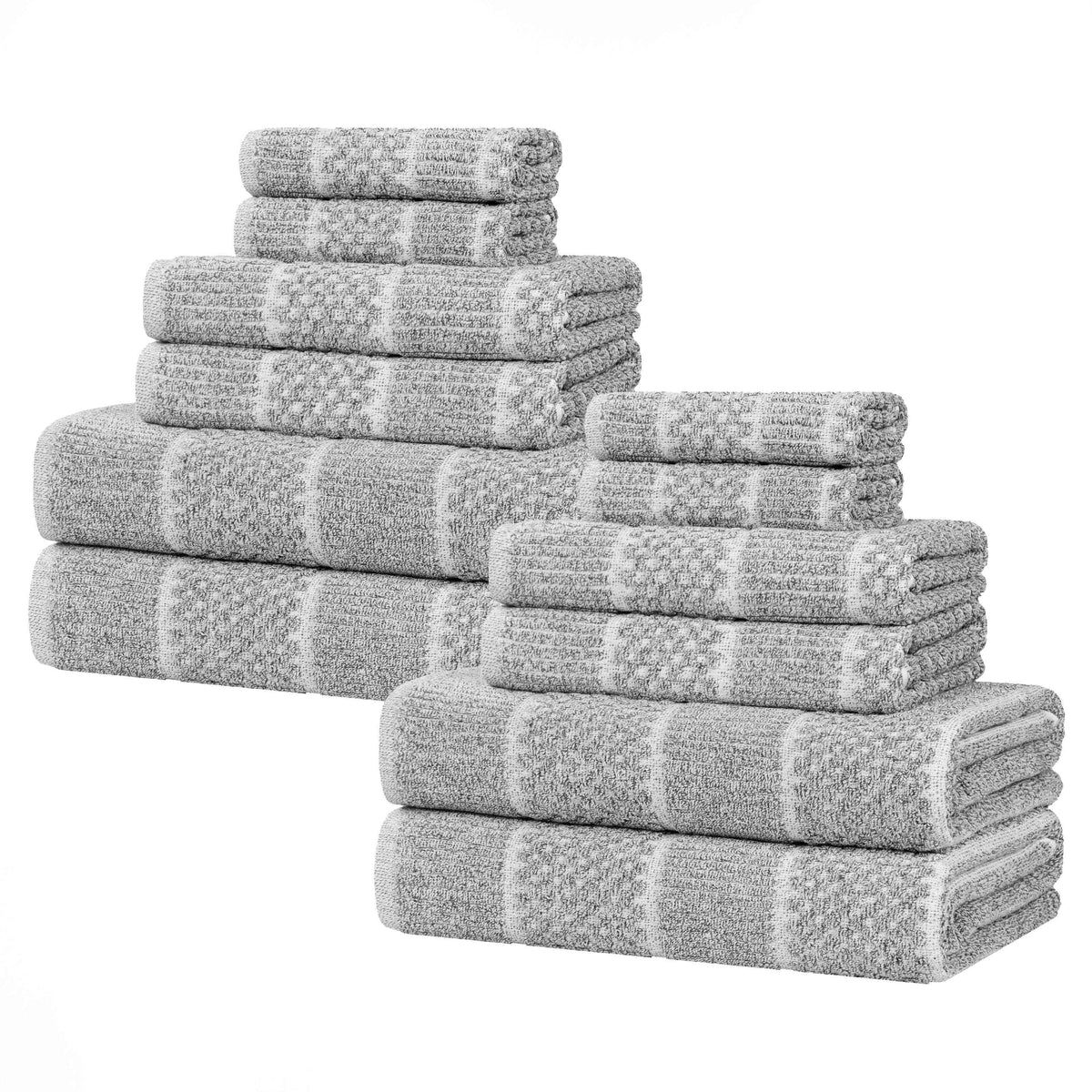 Naples Cotton Blend Textured Checkered and Ribbed 12 Piece Towel Set