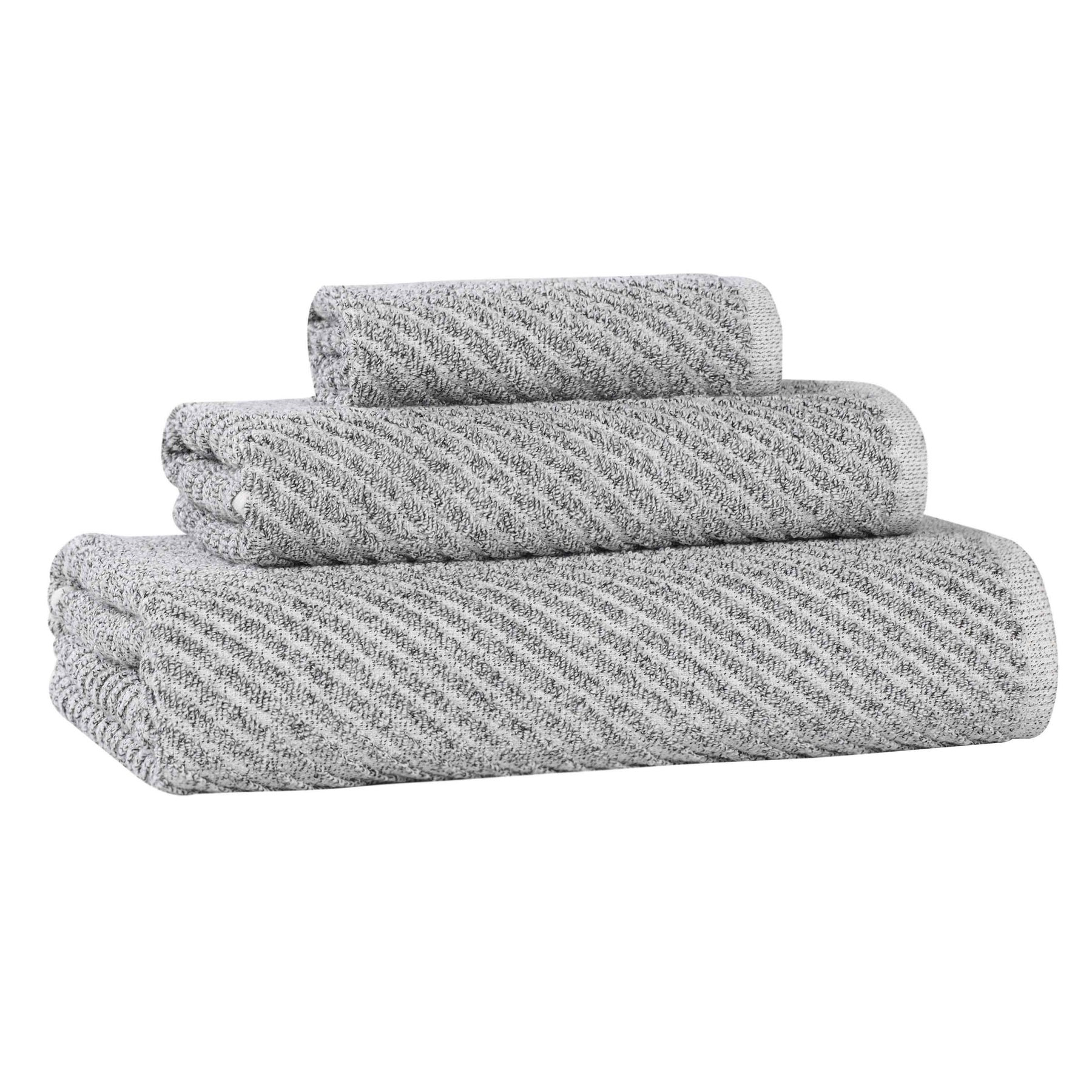 Amelia Cotton Blend Textured Diagonal Ribbed 3 Piece Towel Set