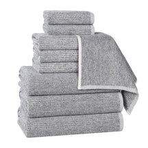 Destin Cotton Blend Medium Weight Textured Ribbed 9 Piece Towel Set