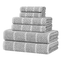 Naples Cotton Blend Textured Checkered and Ribbed 6 Piece Towel Set